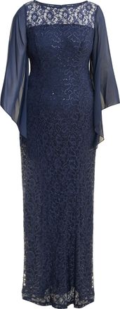 Gina Bacconi Womens Izetta Long Fit And Flare Dress - Navy - Size 10 UK