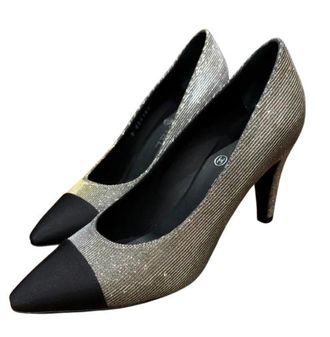 Chanel Silver Glitter Pumps Size 37.5