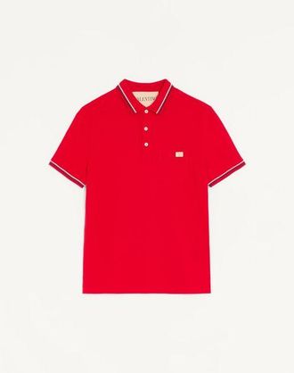 Valentino Cotton Piqu&eacute; Polo Shirt With Vlogo Patch
