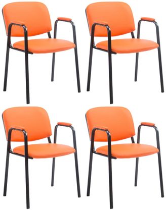 Clp Set De 4 Sillas Confidente Ken Pro En Polipiel Naranja