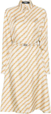 Versace Chemisier con stampa Oblique Chain - Toni neutri