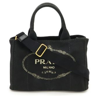 Prada Canapa Black Nero Canapa Shoulder Bag Tote Bag (Pre-Owned)
