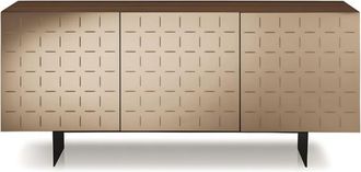 MondoViro Aparador de 3 puertas con espejo beige 180x50 h80 cm