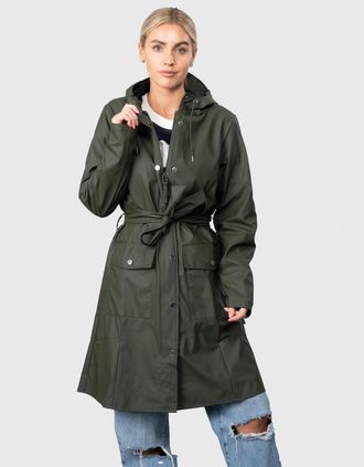 Rains Womens Rains Curve Womens Jacket - 03 Green - Size: 10/8
