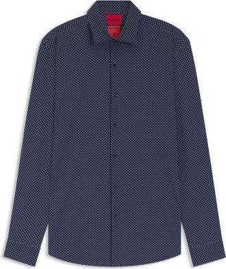 HUGO BOSS Printed slim-fit shirt in performance-stretch jersey