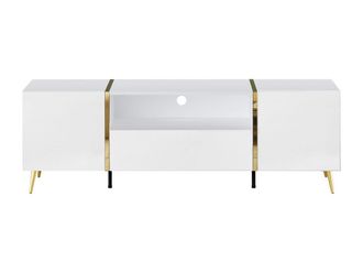 VENTE-UNIQUE.COM Mueble bajo de tv madera blanco, dorado