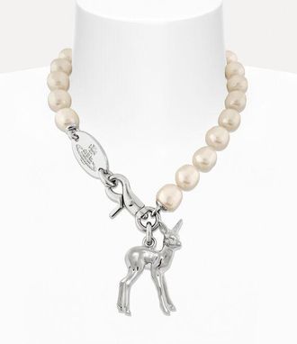 Vivienne Westwood Monette Necklace Silver Cubic Zirconia / Glass Pearls Women