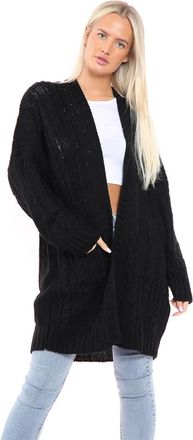 Janisramone Ladies Chunky Cardigans, Baggy Oversized Cable Knitted Cape Cardigan, Warm Longline Cardigans for Women UK Open Front Long Cardigan with Pockets, Wome