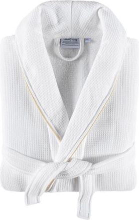 Linum Home Textiles Cotton Waffle Terry Robe in White/gold at Nordstrom Rack, Size Large/x-Large