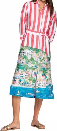Vilagallo Puerto Banus Dress In Coral Stripes