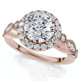 Pompeii3 Certified 1 1/3Ct Diamond Round Engagement Ring 14k Gold or Platinum Lab Grown