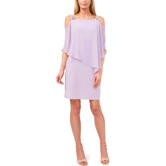 Chaus Cold Shoulder Overlay Dress in Iris Allure at Nordstrom, Size X-Large