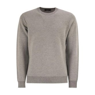 PESERICO Peserico, Round-neck Knitwear, male, Gray, Size: 2XL Crew Neck Fine Knit Sweater