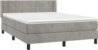 vidaXL Vidaxl - Cama Box Spring Con Colch&oacute;n Terciopelo Gris Claro 140x190 Cm
