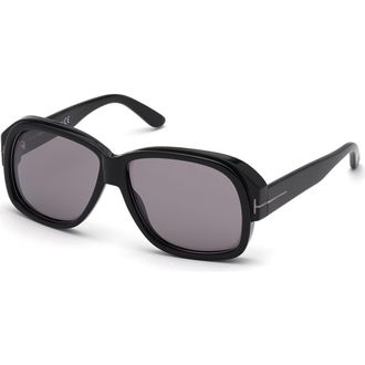 Tom Ford 60mm Lyle Square Sunglasses in Shiny Black /Smoke Mirror at Nordstrom Rack