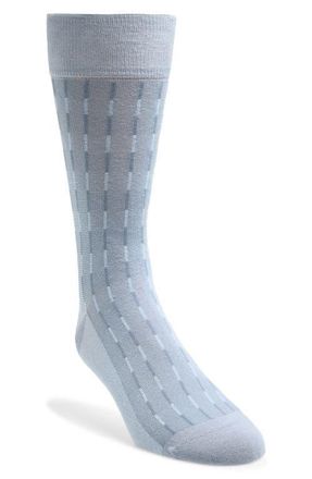 Cole Haan Stripe Cotton Blend Dress Socks in Medium Blue at Nordstrom