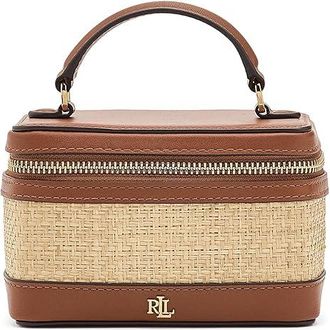 Lauren Ralph Lauren Raffia Small Hallee Crossbody Bag Cross Body Womens Handbags Natural/Lauren Tan