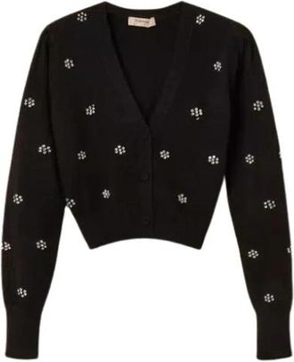 Twinset Cardigan - Dames - Vesten - Zwart - L - Leer - Truien & Vesten