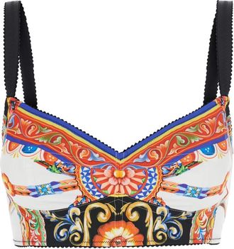 Dolce & Gabbana Carretto Print Mouwloze Top - Dames - Tops zonder mouwen - Veelkleurig - S - Katoen - Tops