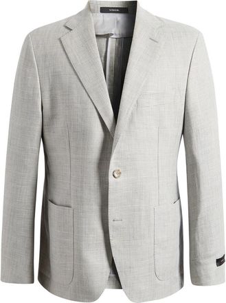 Vince Icon Relaxed Fit Grey & Tan Glen Check Wool & Linen Sport Coat in Light Grey/White at Nordstrom, Size 42 Regular