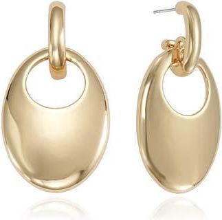 Ettika Smooth Oval Drop Hoop Earrings in Gold at Nordstrom Rack