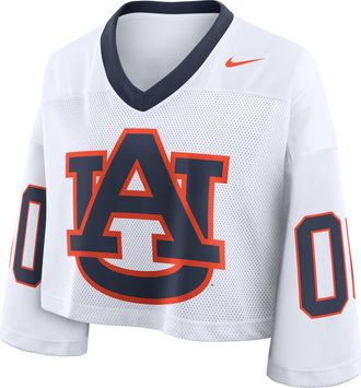 Nike Auburn Logo Nike Womens Dri-FIT College Cropped Jersey in White | 03O3081KAUN-2B9