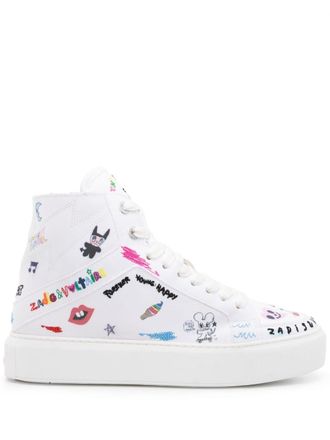 Zadig&Voltaire High Flash flatform sneakers - women - Cotton/Cotton/Rubber - 38 - White