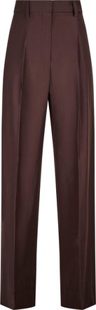 Forte_Forte High-Waisted Straight Trousers in Smooth Taffeta Fabric