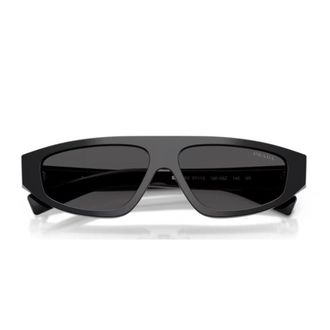 Prada Bold Sculpted Black Acetate Sunglasses With Dark Grey Lenses