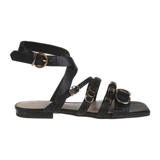 Pinko Pinko, Schoenen, Dames, Zwart, 37 EU, Leer, Zwarte leren sandalen
