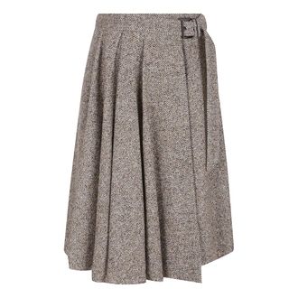 Brunello Cucinelli Rokken, Dames, Beige, S, Wol, Wollen en Zijden Kilt Rok