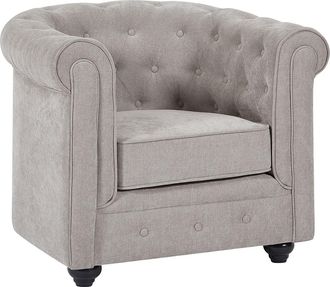 Vente-Unique Sill&oacute;n de tela gris CHESTERFIELD