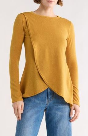 Go Couture Long Sleeve Cross Hem T-Shirt in Mustard at Nordstrom Rack, Size X-Large