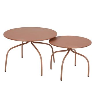 Oviala Juego de 2 mesas de centro nido para jard&iacute;n, color moca