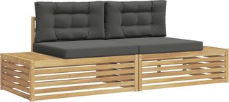 vidaXL 2 Uds. Conjunto De Sof&aacute;s De Exterior Poli&eacute;ster Blanco Vidaxl