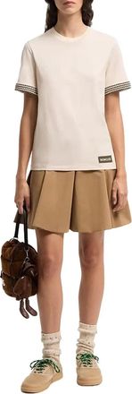 Moncler Crochet-Trimmed Cotton T-Shirt - Beige