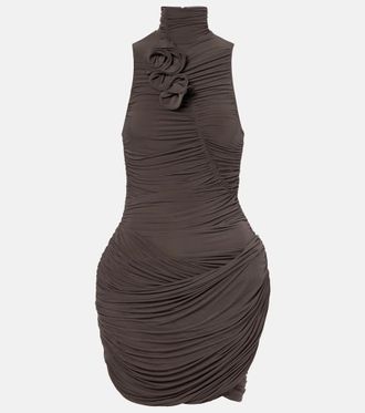 Magda Butrym Floral-appliqu&eacute; ruched minidress