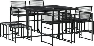 vidaXL 9 Piece Garden Dining Set Black Poly Rattan Vidaxl