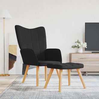 vidaXL Sill&oacute;n De Relax Con Reposapi&eacute;s Tela Negro Vidaxl