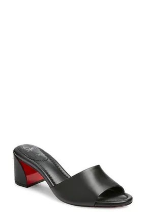 Christian Louboutin Jane Slide Sandal in Black/Lin Black at Nordstrom, Size 9Us