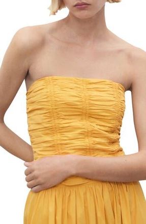 Mango Sunny Cotton Blend Strapless Top in Mustard at Nordstrom Rack, Size Xx-Large