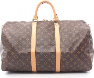 Louis Vuitton Brown Coated Canvas Leather Boston Bag (Pre-Owned)