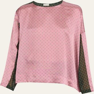 Dries Van Noten Caias Multi-Print Silk Long-Sleeve Shirt