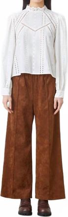 Suncoo Johan Wide Leg Vegan Suede Pants In Chocolate