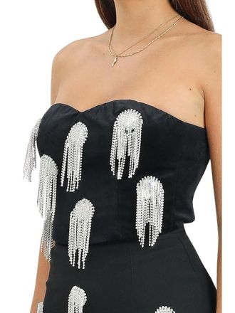 Od&igrave; Od&igrave; Strapless Black Top With Rhinestone Embellishments And Fitted Silhouette