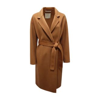 Emma & Gaia Belted Coats, female, Brown, Size: S 44S063 Wool/Cashmere Coat
