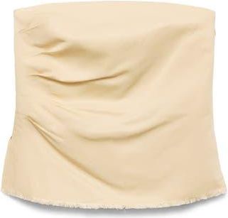 Mango Fiona Pleated Strapless Top in Yellow at Nordstrom Rack, Size X-Large