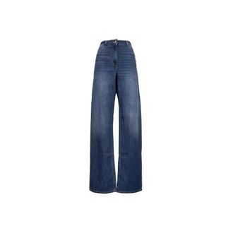 Elisabetta Franchi Wide Jeans, female, Blue, Size: W32 Wide Jeans