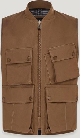 Belstaff Windermere Motorcycle Waistcoat Mens Waxed Cotton Sand Size 2XL