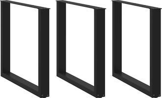 vidaXL Gambe Per Tavolo Da Pranzo A Forma Di U 3 Pz Nere 90x(72-73) Cm In Acciaio - Vidaxl